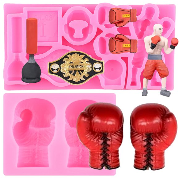 Molde de silicona ZiXiang para fondant deportivo de boxeo, juego de 2