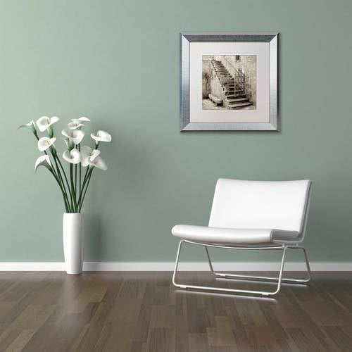 Trademark Fine Art "Umbria Scala I" Canvas Art by Alan Blaustein, White Matte, Silver Frame