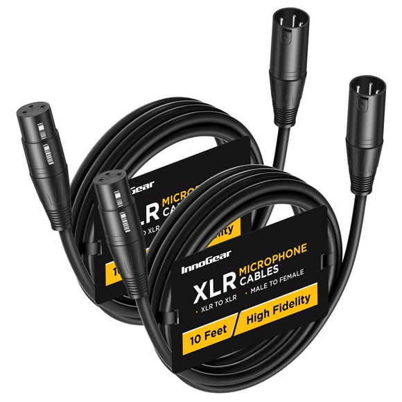 Cables de micrófono XLR InnoGear, balanceados de 3 pines, 3 m, macho a hembra
