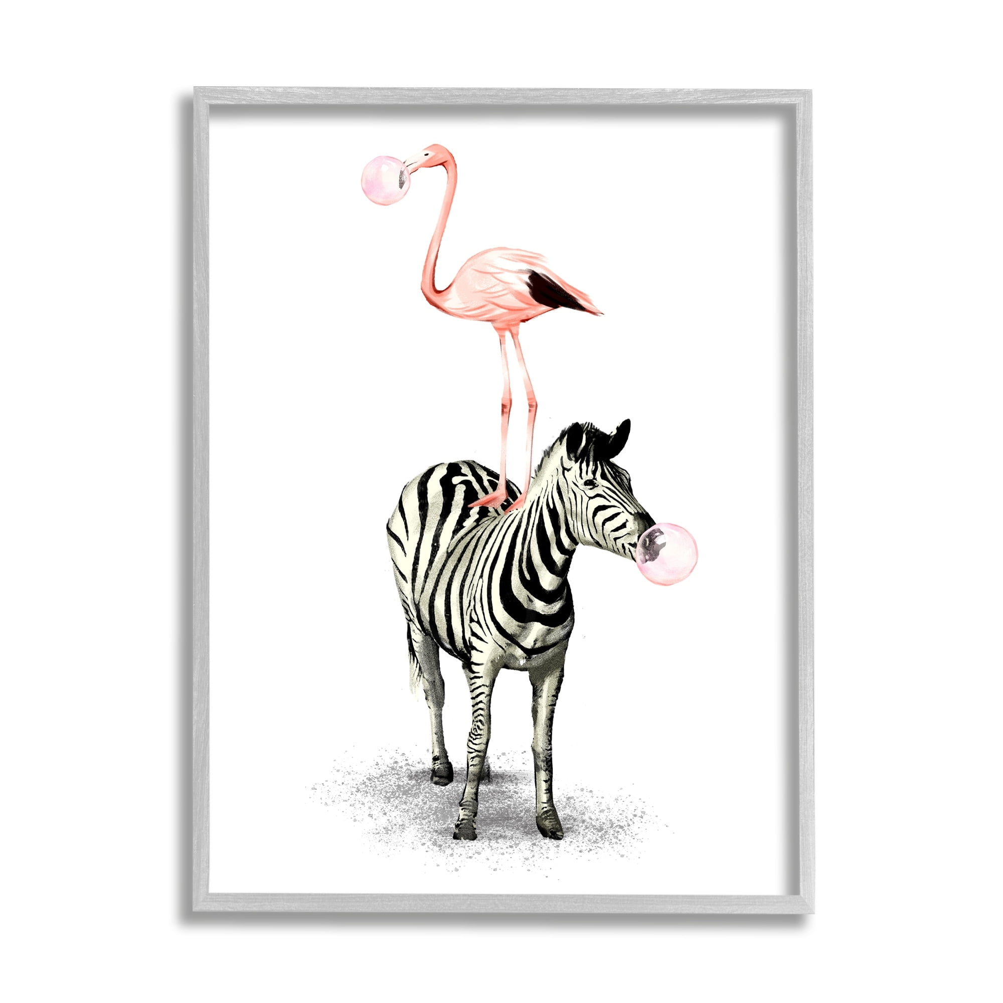 Stupell Industries Zebra Flamingo Safari Animal Stack Pink Bubble Gum, 24 x 30, Design by Ziwei Li