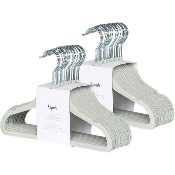 3 Sprouts Baby Velvet, Non-Slip Clothes Hangers - Pack of 30 - Seafoam