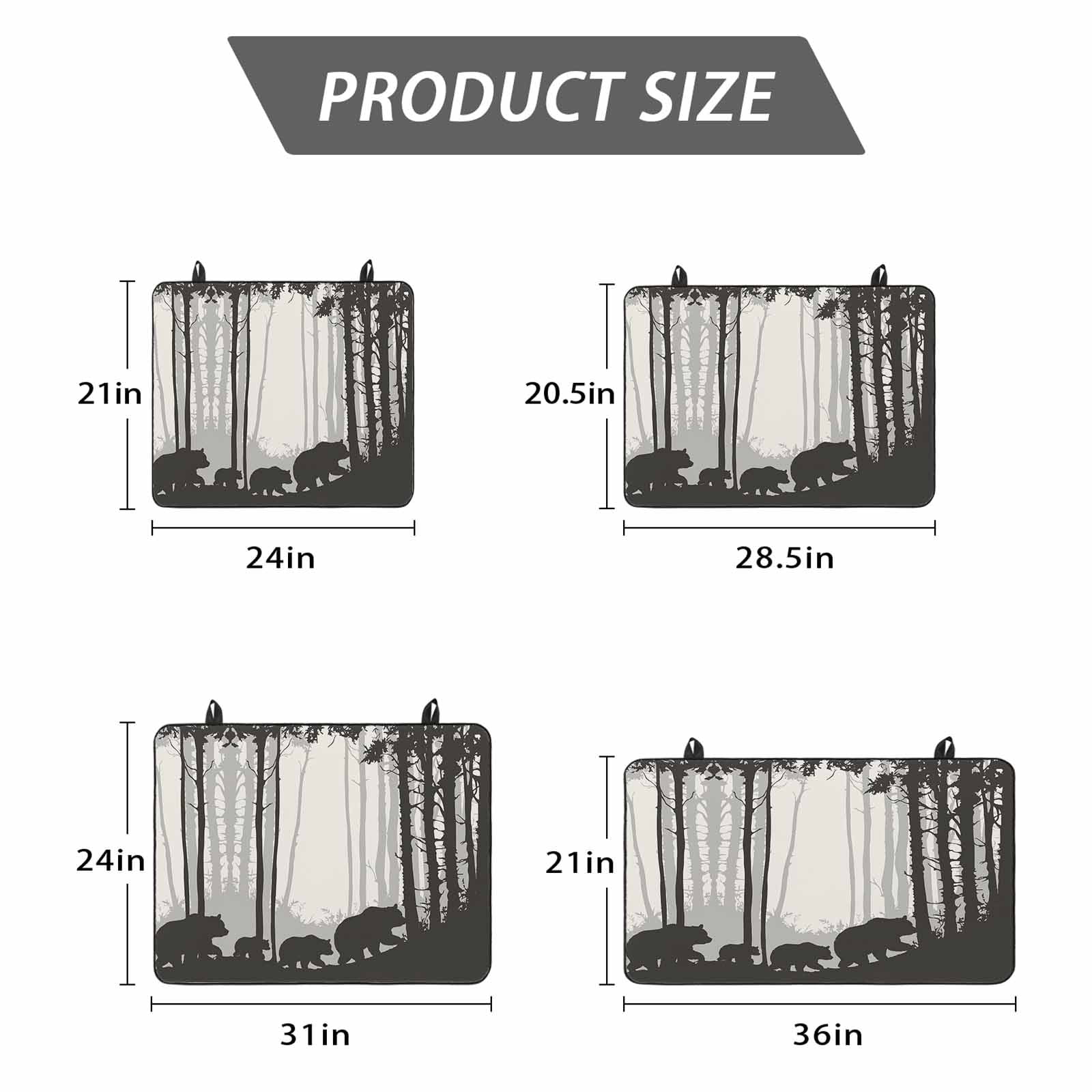Forest Bear Stove Top Cover for Electric Stove, Heat-proof & Non Slip Glass Top Stove Cover Protector, Black Grey Country Farmhouse Nature Tree Kitchen Flat Cooktop Rubber Mat 24x21 Inches