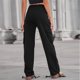thumbnail image 4 of Pantalones cargo para mujer Cordón lateral Bolsillos múltiples Pantalones largos casuales de color puro para uso diario Negro L, 4 of 6