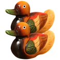 thumbnail image 2 of Ducks Statue Crafted from Wood for Home Decor and Wedding Gifts Multi Color 1 Pair, 2 of 5