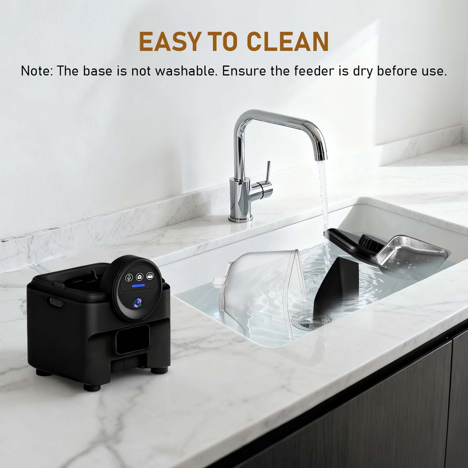 Eurhowing Smart WiFi Pet Feeder with 1080P HD Camera, 6.5L Automatic Cat Feeder Dog Food Dispenser with Night Vision & 2-Way Audio, App Control, Timer, Dual Power, Black