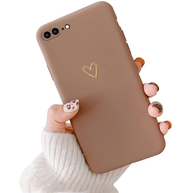 FYBTO Compatible with iPhone 7 Plus Case, iPhone 8 Plus Case for Soft Liquid Silicone Gold Heart Pattern Slim Protective Shockproof Case for Women Girls for iPhone 7 Plus/8 Plus-Black