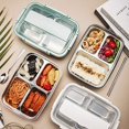 thumbnail image 2 of Lunch box bento box; 304 stainless steel dinner plate; heated lunch box portable fast food insulated compartmented lunch box (black, four grids) Tableware Stylish, 2 of 10