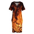 thumbnail image 4 of Llamas de fuego en la fogata nocturna Vestido holgado con bolsillos Vestidos casuales Vestidos elegantes para mujer Vestido de noche para mujer, 4 of 7