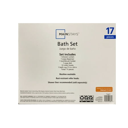 Mainstays 17-Piece Bathroom Set, Blue Shibori