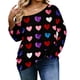thumbnail image 1 of Mujeres de Manga Larga Tops de Moda Multi-Color Corazón Impresión Off-Shoulder con Mangas Acampanadas para la Fiesta Y las Vacaciones, 1 of 6
