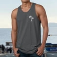 thumbnail image 2 of Mens Tank Tops Plus Size Summer Casual Beach Tank Top Palm Tree Print Vest Undershirt,Grey,S, 2 of 4