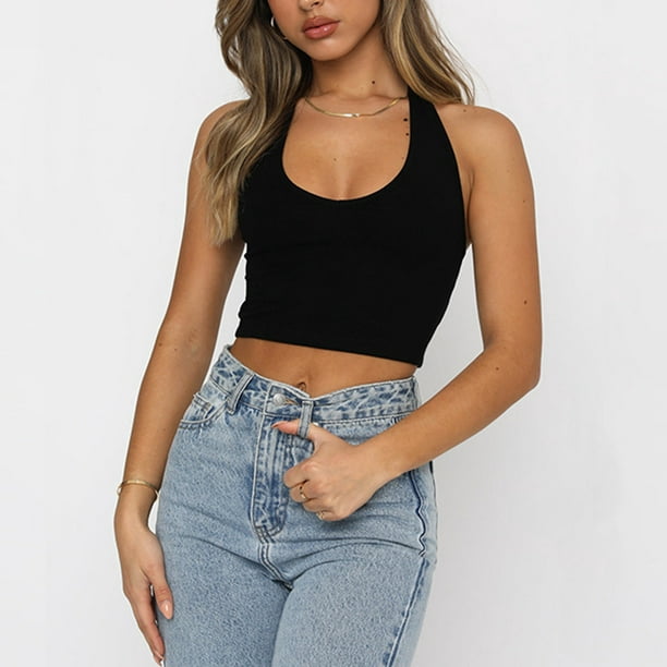Women Cut Out Sleeveless Scoop Neck Tank Crop Top Sexy Party Club Going Out  Tops