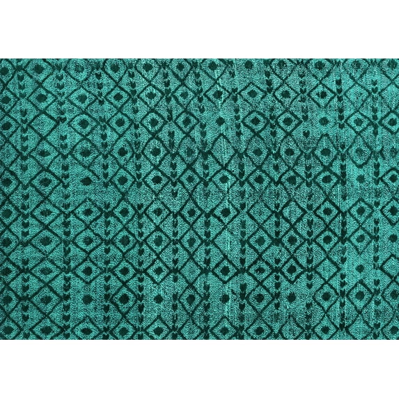 Ahgly Company Indoor Rectangle Oriental Turquoise Blue Modern Area Rugs, 2' x 5'