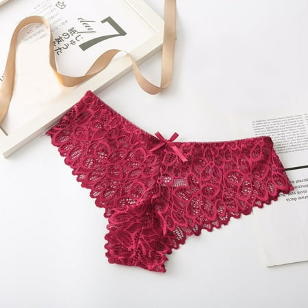 

Lace out Bikini Shorts Underwear Hollowing Women s Bow Comfy New Lingerie Set Exotic Lingerie for Women Women Night Shirt Rose Satin