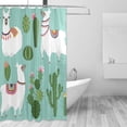 thumbnail image 2 of Coolnut Funny Llama Cactuses Bath Shower Curtain Liners 72x72in Polyester Waterproof Bath Curtains with Hooks, 2 of 5
