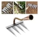 thumbnail image 5 of Accesorios para herramientas de eliminación de malezas, rastrillo de jardín para cultivo, excavación y cultivo de hoz para agricultura Cobre de 4 dientes, 5 of 9