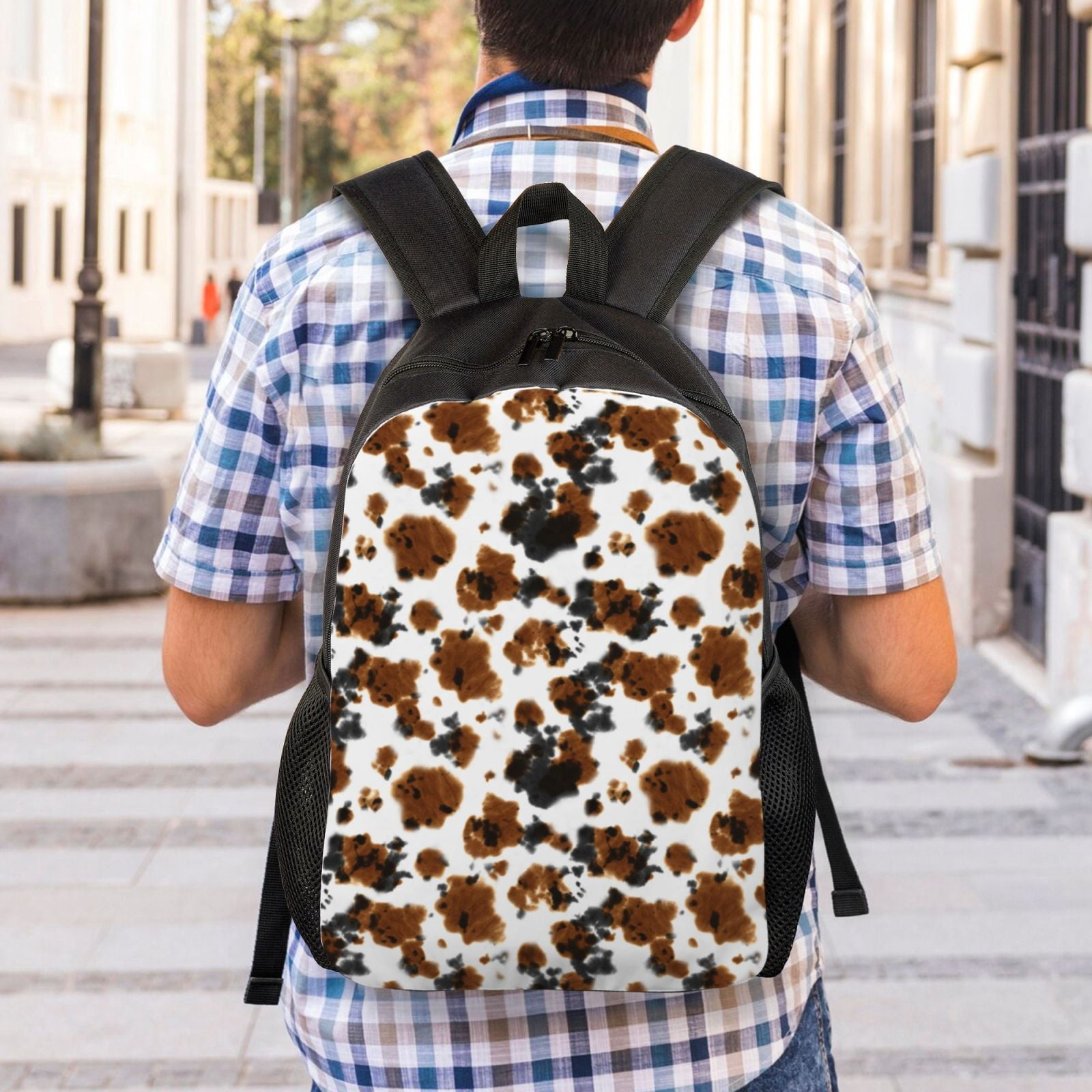 Ratiio Cow Tie Dye Print Backpack with Padded 15-inch Laptop Sleeve- Spacious and Durable Daypack for Work and Travel