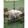 thumbnail image 3 of Outdoor Tablecloth with Umbrella Hole and Zipper, Red Coral Coastal Square Table Cloth 60x60 Inch Waterproof Tablecloth, Summer Beach Shells Starfish Ocean Picnic Table Cover for Patio Camping, 3 of 7