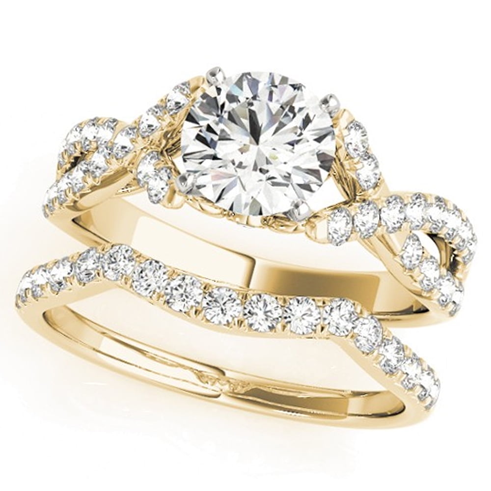 1/4 Carat JewelMore 14k Gold Wedding Diamond Band Ring