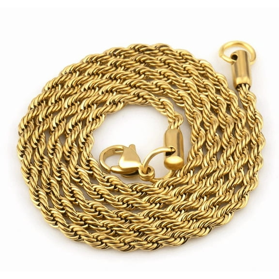 Gold rope necklace 24 inches Unisex, high-end necklace
