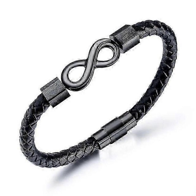 Para mi hombre, pulsera de cuero con el infinito, regalos para el esposo, de parte de la esposa, te amo por siempre y para siempre, pulsera para el aniversario del novio, SNNGV, color negro