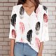 thumbnail image 4 of Gibobby Playera Manga Corta para Mujer Camiseta manga corta con cuello en V estampado para mujer(Blanco,G), 4 of 5