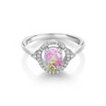 thumbnail image 2 of Gem Stone King 0.97 Ct Oval Cabochon Pink Simulated Opal 925 Sterling Silver Ring, 2 of 4