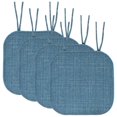 thumbnail image 1 of Sweet Home Collection Chair Cushion Memory Foam Pads With Ties Honeycomb Pattern Slip Non Skid Rubber Back Rounded Square 16"" X 16"" Seat Cover 4 Pack Aria Blue, 1 of 4