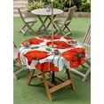 thumbnail image 5 of Outdoor Tablecloth with Umbrella Hole Zipper Red Flowers Round Tablecloth 54" Waterproof Outside Table Cloth Spring Floral Watercolor Botanical Patio Table Cover Tablecloths for Picnic Party, 5 of 8