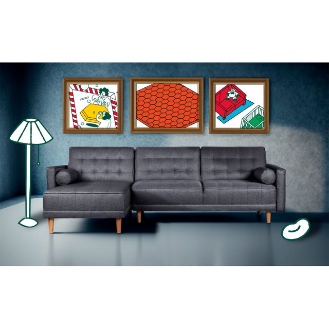 Sala Modular Sofá Cama Reversible De Lino Gris Oxford Beehive Memory Foam Modelo Chiara
