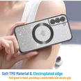 thumbnail image 2 of Magnetic for Samsung Galaxy S21 Case,Clear Slim Love Heart Pattern Cute Luxury Glitter Shiny Sparkle Samsung S21 Phone Case,Soft Shockproof Samsung S21 Case Compatible with MagSafe,Black, 2 of 14