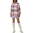 thumbnail image 6 of Womens Sherpa Lined Fleece Plaid Shacket Button Down Long Sleeve Pocketed Oversized Shirt Jacket, 6 of 9