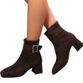 thumbnail image 6 of Willtoo Women Faux Suede Square Toe Buckle Block Heel Ankle Boots, 6 of 6