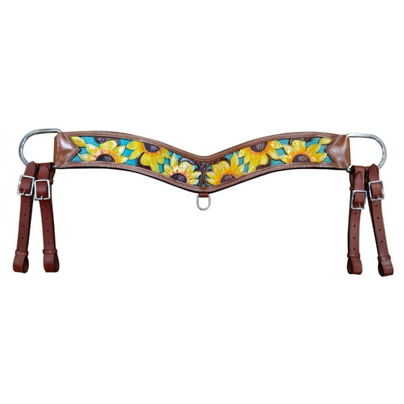 Showman Hand Painted Sunflower Leather Tripping Collar
