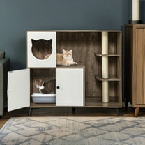 Pefilos 40" Cat Litter Box Enclosure with 3 Sisal Scratching Posts, Hidden Litter Box Furniture for Indoor Cats, Brown