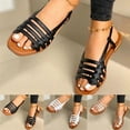 thumbnail image 5 of CQONEPT Low Wedge Sandals Women Dressy Summer Flat Comfortable Fashion Beach Cute Ladies Slides Casual Dress Women's Cross Strap Sandals 2025 Size 7.5 White, 5 of 5