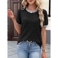 thumbnail image 4 of Women'S Textured Shirts Tops Short Cap Sleeve Shirts Loose Fit Summer Outfits Black XL, 4 of 9