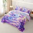thumbnail image 3 of Manfei Floral Butterfly Motif Bed Spread Queen,Magical Axolotl Queen Coverlet Set For Girls,Pastel Purple Pink,3pcs, 3 of 7