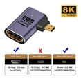 thumbnail image 3 of JSER Right Angled Micro HDMI Male to HDMI 2.1 Female UHD Extension Gold Converter Adapter Support 8K 60hz HDTV, 3 of 7
