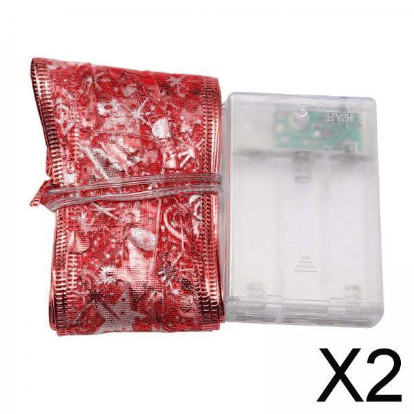 2x Cinta de Luces LED para de Navidad, Luces de Hadas Navideñas, Decoración Navideña Artesanal para Escalera, Fiesta de Boda, Patio, Puerta Y 2 piezas