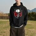 thumbnail image 3 of Men's Hoodies Trendy Skeleton Rose Casual Hooded Drawstring Pullover Sweatshirts 100% Cotton Hoodie with Pocket L, 3 of 7