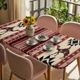 thumbnail image 3 of Red Beige Boho Table Cloths for 6 Foot Rectangle Tables, Vintage Abstract Art Ethnic Tribe Patio Waterproof Elastic Fitted Tablecloths, Washable Rectangular Table Cover for Camping, 3 of 8