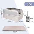thumbnail image 2 of Caja de arena para gatos Henkelion de acero inoxidable extra grande de 35 L, 2 of 9