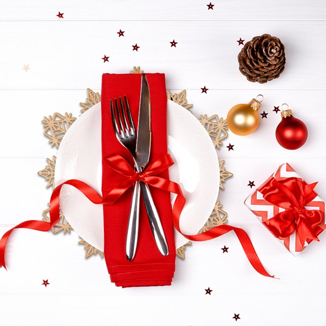 Juego de posavasos de 4 cubiertos aislados, tapete de copo de nieve, decoración de mesa para festivales (dorado)