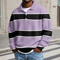 thumbnail image 2 of Telankuip Waffle Polo Shirts for Men Striped Quarter Button Collar Long Sleeve Shirt Fashion Color Block Relaxed Fit Workout Cozy Tops 2026 Early Spring for Business and Leisure Wear Purple L, 2 of 4