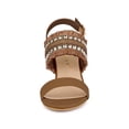 thumbnail image 6 of BLISSFUL STEP Women's Boho Buckle Ankle Strap Block Heels Sandals Brown (Size 11), 6 of 6