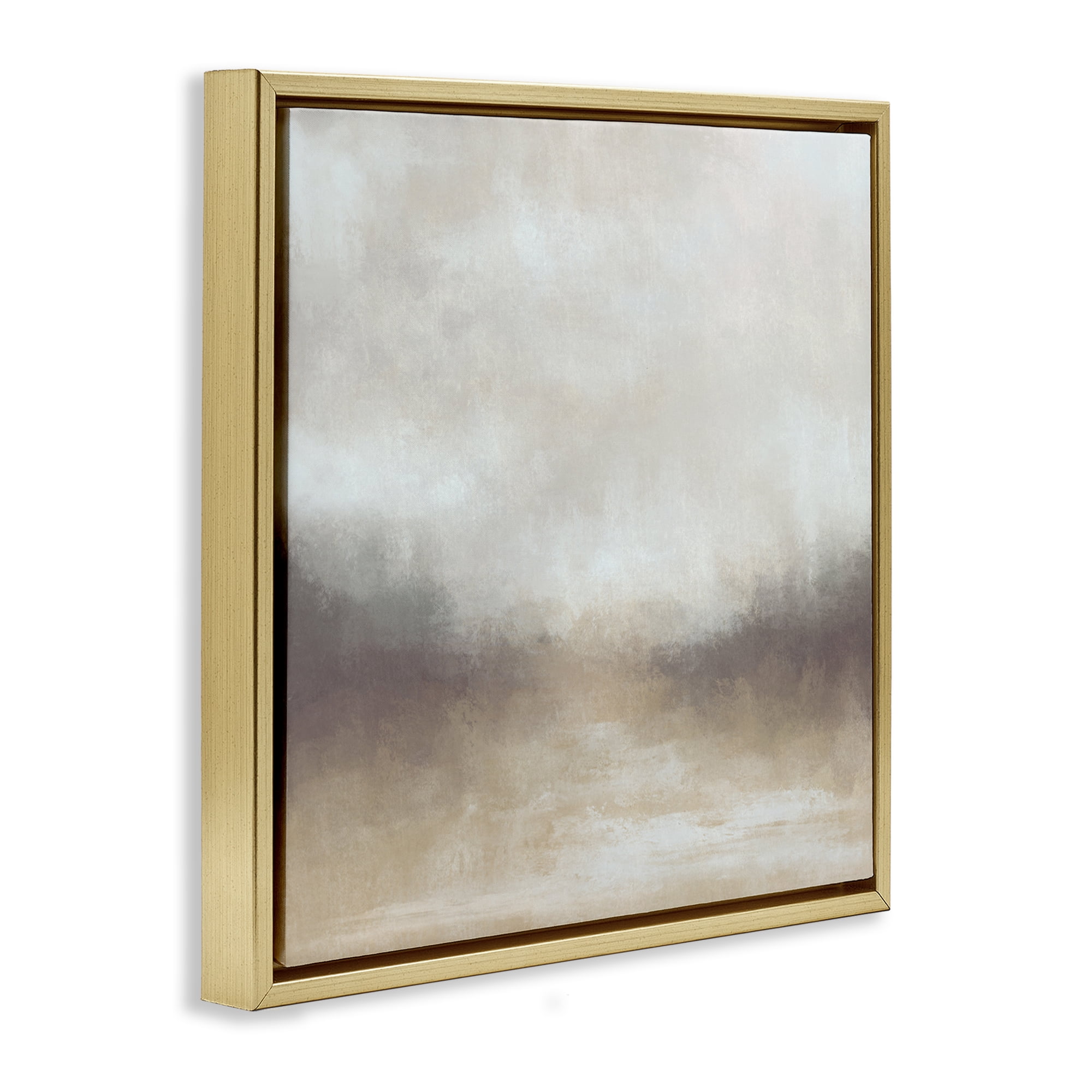 Stupell Industries Foggy Beige Landscape Landscape & Nature Painting Gold Floater Framed Canvas Art Print Wall Art, 18 x 18
