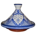 thumbnail image 2 of Moroccan Handmade Serving Tagine Exquisite Ceramic With colors Original 10 Inches in Diameter Fes White & Blue, 2 of 4