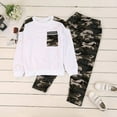 thumbnail image 2 of 2PCS Baby Boys Clothes Letter Print Long Sleeve T-Shirt Cool Tops + Camouflage Pants Fall Winter Outfit Set, 2 of 4