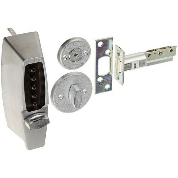 Kaba Simplex 7100 Series Metal Mechanical Pushbutton Auxiliary Lock with Thumbturn, 25mm Tubular Deadbolt, Flat Front Face Pla